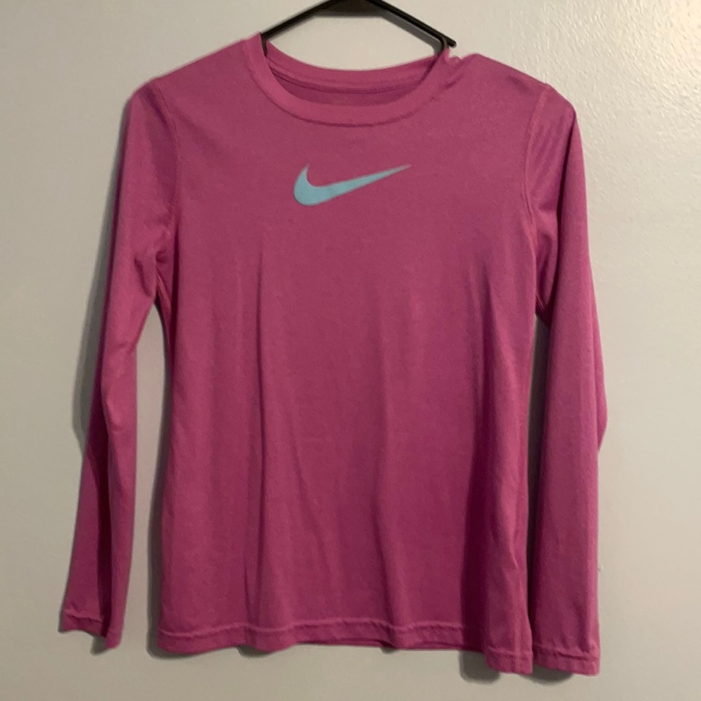 Kids size 14-16 pink Nike dri-fit size L long sleeve shirt.